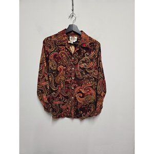 NATURAL ELEMENTS Silk Paisley Print Long Sleeve Shirt Size 10